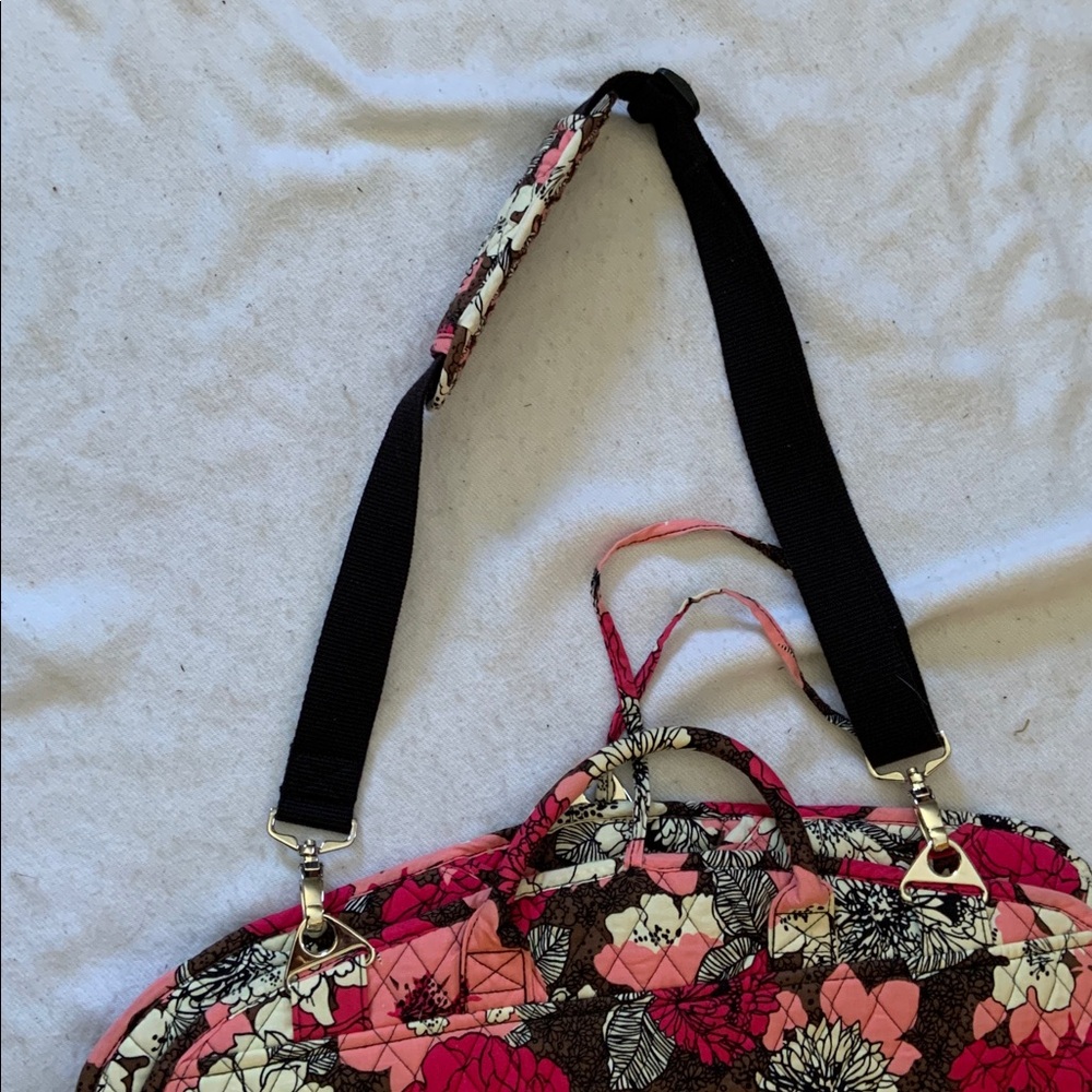 Vera Bradley MOCHA ROUGE Pink and Brown Floral Quilted garment suit Bag - Picture 7 of 7
